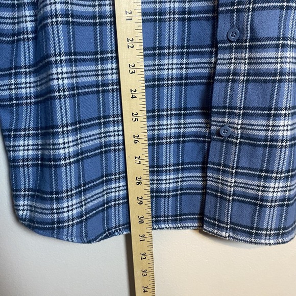 Hurley Men's XL Blue Plaid Flannel Shirt Two Pocket Button Up Heavyweight - Picture 4 of 9